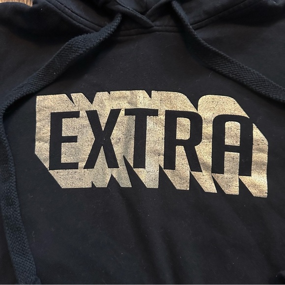 🌈5 for $25 Girls Black Gold Cropped “Extra” Pullover Hoodie Juniors Size 3/5 - Picture 2 of 6